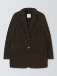 John Lewis Single Breasted Wool Blend Houndstooth Jacket, Chocolate/Black