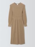 John Lewis Rib Knit Long Sleeve Dress, Camel