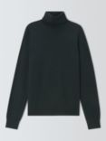 John Lewis Merino Wool Roll Neck Jumper, Black, Bottle Green