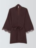 AND/OR Lace Satin Mini Robe, Fudge