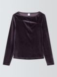 John Lewis Long Sleeve Cut Out Velvet Top, Purple