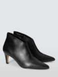 John Lewis Willow Leather Kick Heel Pointed Shoe Boots, Black