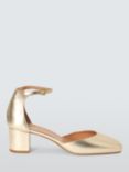 John Lewis Dakota Leather Two Part Block Heel Open Court Shoes, Gold