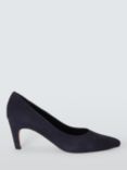 John Lewis Ava Suede Curve Heel High Vamp Court Shoes, Navy