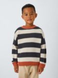 John Lewis ANYDAY Monochrome Stripe Contrast Neck Jumper, Orange