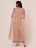 Adrianna Papell Beaded Long Cape Sleeve Maxi Dress, Rose Gold