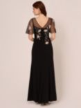 Adrianna Papell Beaded Crepe Maxi Dress, Black/Blush