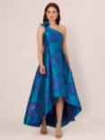 Adrianna Papell Floral Jacquard Hi Lo Dress, Teal/Blue