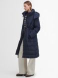 Barbour Mannue Longline Hooded Puffer Jacket, Loden