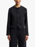 7 For All Mankind Collarless Jacket, Black