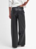 Barbour International Aria Faux Leather Wide Leg Trousers, Black