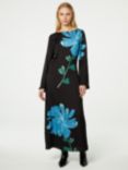 Fabienne Chapot Shika Placement Floral Print Maxi Dress, Black/Venus Blue