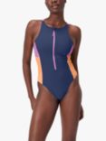 Speedo Zip Colourblock One Piece Swimsuit, Cerulean Blue