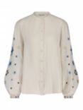 Fabienne Chapot Harry Embroidered Stars Blouse, Warm White/Blue