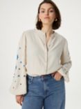 Fabienne Chapot Harry Embroidered Stars Blouse, Warm White/Blue