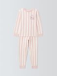 John Lewis ANYDAY Kids' Striped Cozy Time Pyjamas, Pink