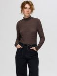 SELECTED FEMME Timmi Textured Long Sleeve Top, Tobacco Brown