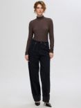 SELECTED FEMME Timmi Textured Long Sleeve Top, Tobacco Brown