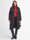 Barbour International Milla Waxed Long Coat, Black