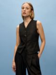 Vivere By Savannah Miller Heather Virgin Wool Blend Pinstripe Waistcoat, Charcoal/Multi