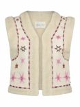 Fabienne Chapot Timmy Embroidered Stars Faux Sheepskin Gilet, Warm White