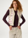 Fabienne Chapot Timmy Embroidered Stars Faux Sheepskin Gilet, Warm White