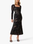 Elliatt Addison Midi Dress, Black/Multi