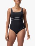 Speedo LunaLustre Shaping Swimsuit, Black/White