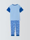 John Lewis ANYDAY Kids' Checkerboard Slogan Pyjamas, Blue