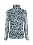 Fabienne Chapot Jane Turtle Neck Floral Print Top, Black/Bright Blue