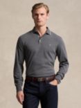 Ralph Lauren Long Sleeve Luxe Interlock Cotton Polo Shirt, Barclay Heather