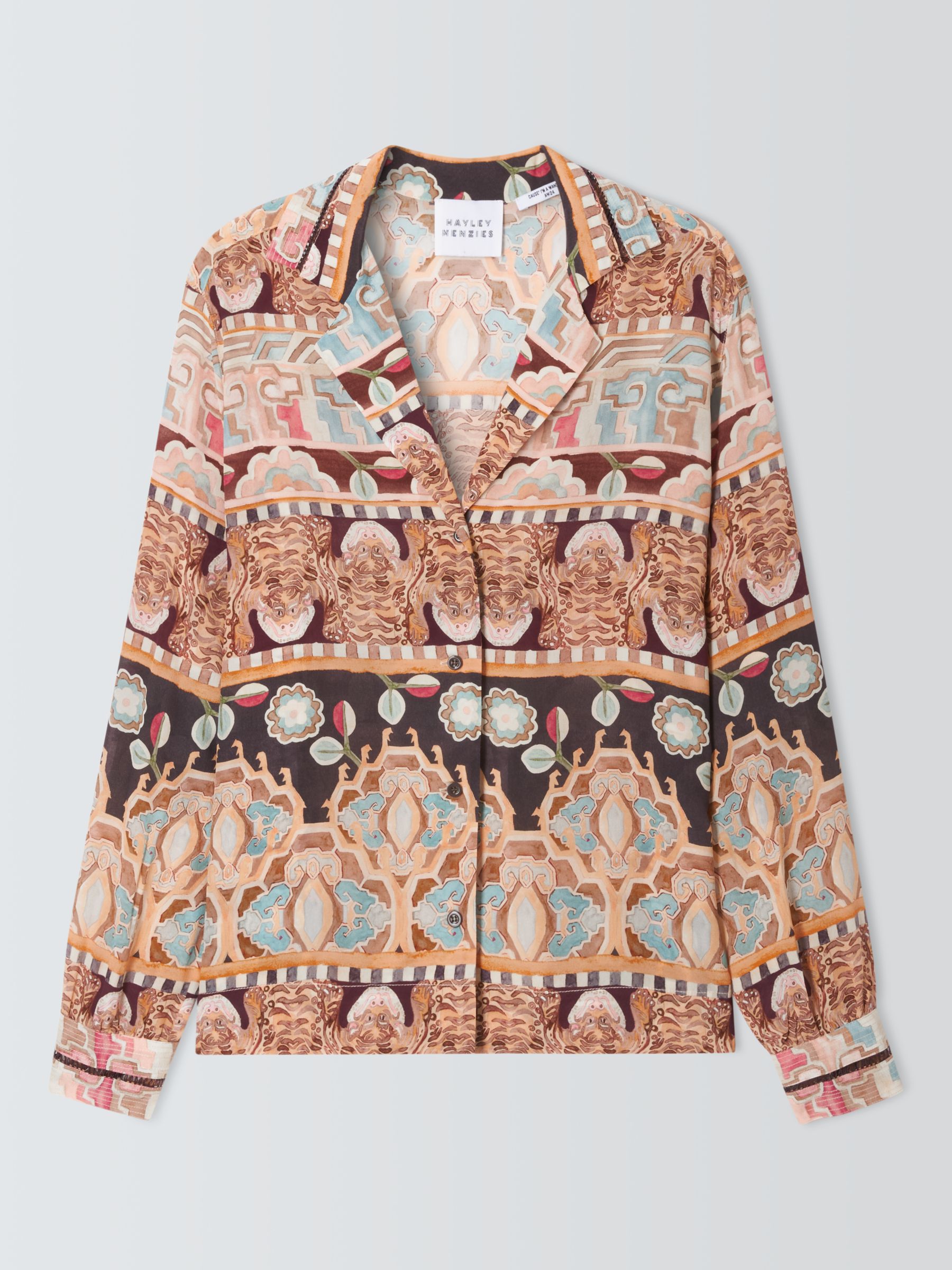 Hayley Menzies Lotus Silk Pyjama Shirt, Multi