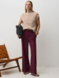 Vivere By Savannah Miller Rose Virgin Wool Blend Wide Leg Trousers, Bordeaux