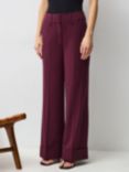 Vivere By Savannah Miller Rose Virgin Wool Blend Wide Leg Trousers, Bordeaux