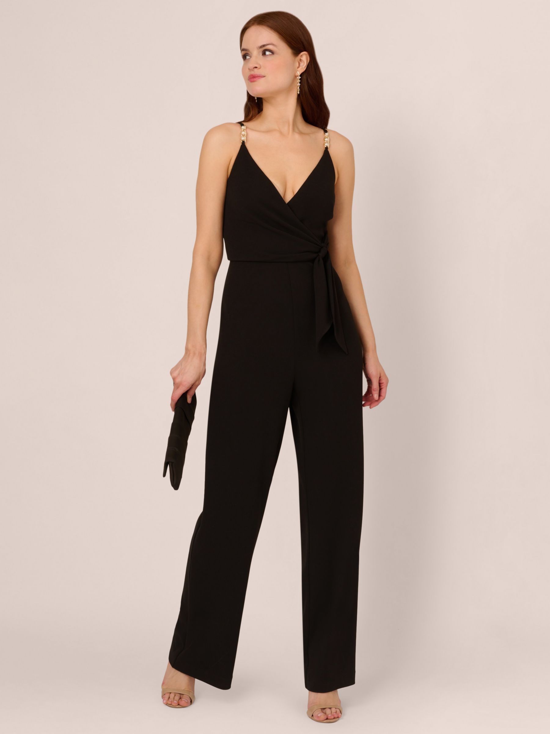 Adrianna Papell Tie Front Jumpsuit, Black