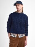 Barbour Elisha Cable Knit Wool Blend Jumper, Navy