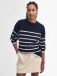 Barbour Belmore Stripe Wool Blend Jumper, Navy