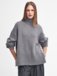 Barbour Serena High Neck Wool Cotton Blend Jumper, Grey Marl