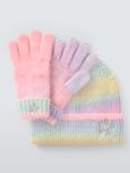 John Lewis Kids' Ombre Beanie Hat and Gloves Set, Rainbow