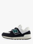 New Balance Kids' 574 Velcro Trainers, Black/White