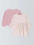 John Lewis Baby Floral Dress and Knitted Cardigan Set, Multi