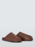 John Lewis Leather Sheepskin Slippers, Chocolate