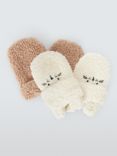 John Lewis Baby Bunny Fluffy Mittens, Pack of 2, Natural