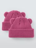 John Lewis Baby Ribbed Beanie, Pack of 2