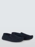 John Lewis Textile Lined Suede Moccasin Slippers, Navy