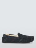 John Lewis Faux Fur Lined Herringbone & Check Mocassins, Navy