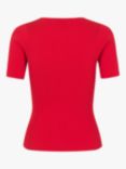 A-VIEW Rib Knit Short Sleeve Top, Red