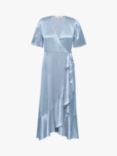 A-VIEW Camilja Satin Wrap Dress, Light Blue