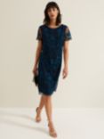 Phase Eight Shelby Embroidered Dress, Blue