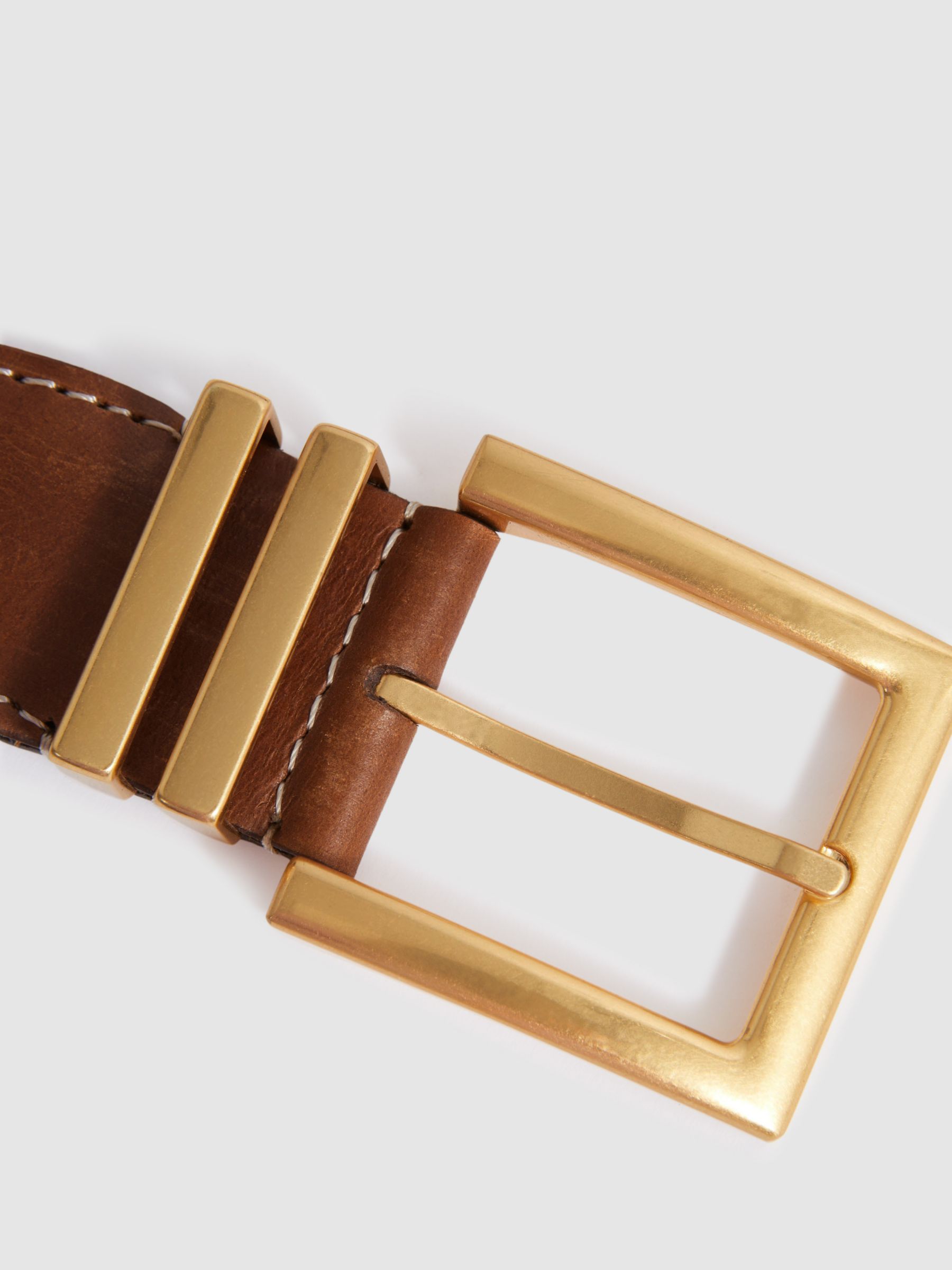 Reiss Brompton Textured Leather Belt, Tan, S-M